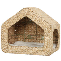 PawHut Wall Mounted Cat House Shelf with Washable Cushion - Natural-Wall-mounted design saves floor space, suitable for small apartments 