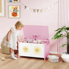 Qaba Kids Storage Chest with Lid - Pink-Helps develop independent tidying habits in children
