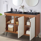 Modway Energize 48" Double Sink Bathroom Vanity - Cherry/White/Black-Dual Soft-Close Doors