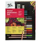 Mont Marte Colour Pastel Illustration 37-Piece Set - Assorted Colours-Mixed media assortment combines drawing tools, paper and essentials so you can start creating right away