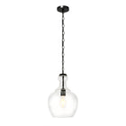 Hudson&Canal Verona 11" Wide Pendant with Glass Shade - Blackened Bronze/Clear-Paired with a clear dome glass shade