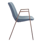 Zuo Desi Dining Chair - Azure Grey/Walnut - Set of 2-3 year limited warranty