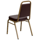 Flash Furniture HERCULES Series Trapezoidal Back Stacking Banquet Chair in Brown Vinyl - Gold Frame-Trapezoidal Back Design