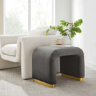 Modway Koda Performance Velvet Waterfall Stool - Brass/Storm Grey-Stain-Resistant Fabric