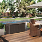 Suncast Herringbone Deck Box - 124 Gal. - Java-Perfect for storing cushions, garden supplies and firewood.