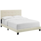 Modway Amira Upholstered Fabric King Bed - Beige-Padded Button-Tufted Headboard