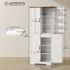HOMCOM 72" H Farmhouse Kitchen Pantry Cabinet - White-Barn door design brings a warm and inviting charm 