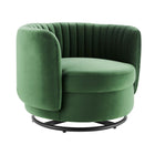 Modway Embrace Tufted Performance Velvet Swivel Chair - Black Emerald-Channel Tufted Chair
