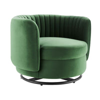 Modway Embrace Tufted Performance Velvet Swivel Chair - Black Emerald-Channel Tufted Chair
