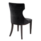 Manhattan Comfort Reine 19.7" Traditional Velvet Upholstered Dining Chairs - Black and Walnut - Set of 2-Standard 4-Leg Base