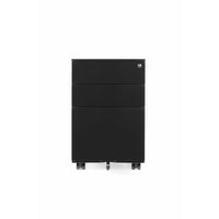 Gry Mattr Three Drawer Cabinet - Black-Mobile vertical file cabinet with two box drawers and one file drawer to fit letter or legal sized files (files not included)