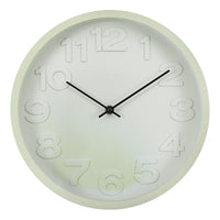 Monarch Specialties 9117 12" Round Juvenile Wall Clock - Light Green Face/Green Frame-Liven up your home decor with this trendy 12" round wall clock featuring a stylish light green face and matching plastic green frame that embodies modern aesthetics, perfect for both contemporary and juvenile spaces