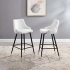 Modway Adorn Performance Velvet Bar Stool - White - Set of 2-Performance Velvet Polyester Upholstery