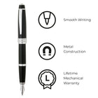 A.T. Cross Bailey Fountain Pen - Medium Nib - Black-Cross is the gift of choice for generations and is proudly presented in a premium gift box. 