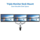 ShoppingAll Adjustable Triple Gas Spring Monitor Mount Desk Stand for 15"-32" Monitors - White-Keep your cables neat and organized with our built-in cable clips, save your desk space and keep your workstation clean