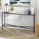 Hudson&Canal Henley 55"W Console Table with Glass Top - Blackened Bronze-Handcrafted finish is applied to the steel frame