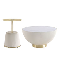 Manhattan Comfort Anderson Modern 28.15" Coffee Table and 15.75" End Table - Cream - Set of 2-Modern Coffee Table and End Table Set for Living Room Use
