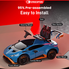 Gyrocopters Lamborghini Licensed Ride on Car for Kids - 12V Dual Motor - Car with Music, Remote Control - Blue-8
