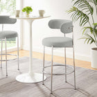 Modway Albie Fabric Bar Stools - Grey/Silver - 2 Pack-Adjustable Non-Marking Foot Pins