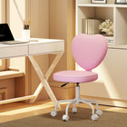 HOMCOM Heart Love Shaped Office Chair with Adjustable Height - Pink-Can be used as a leisure chair, home office chair, or vanity chair in bedroom or dorm