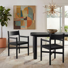 Modway Alvia Oak Wood Dining Armchairs With Woven Seats - Black - 2 Pack-X-Stretcher Support Base