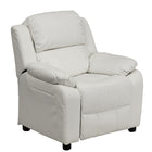 Flash Furniture Deluxe Padded Contemporary Vinyl Kids Recliner with Storage Arms - White-Child Sized Recliner