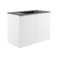 Modway Bryn 36" Wall-Mount Bathroom Vanity - White/Black-Modern Bathroom Vanity