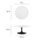 Modway Lippa 36" Round Coffee Table - Black White-Lacquered MDF Tabletop
