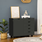 HOMCOM Lateral Filing Cabinet with 5 Drawers and Adjustable Shelf - Black-Cabinet and five drawers offer ample storage for office supplies