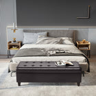 HOMCOM Storage Ottoman Bench with Solid Wood Legs - Brown-Versatile as a footrest or bench, saves valuable space in homes