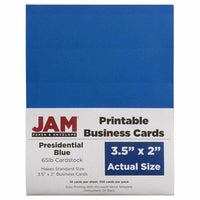 JAM Paper Printable Business Cards - 3-1/2" x 2" - Presidential Blue - 100 Pack-Color: Blue