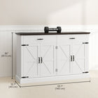 HOMCOM Farmhouse 55.1" L Sideboard Buffet Cabinet - White-1.2" (3 cm) thick MDF tabletop supports up to 181 lb. (82 kg) securely