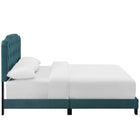 Modway Amelia Performance Velvet Twin Bed - Sea Blue-Wood Frame/LVL Slats/MDF Headboard