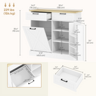 HOMCOM 10 Gallon Farmhouse Tilt Out Garbage Sideboard Buffet Cabinet with Spice Rack & Drawers - White-Farmhouse style adds rustic charm to any room