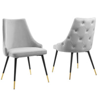 Modway Adorn Performance Velvet Dining Side Chair - Light Grey - 2 Pack-Vintage Modern Accent Dining Chair