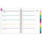 Emily Ley Simplified 2026-27 Navy Floral Teacher Weekly/Monthly Planner - 11" x 9" - English-One week per two page spread has ruled columns for planning up to 6 subjects each day of the week, plus space for notes.