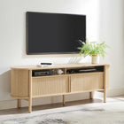 Modway Cadence 71" Curved TV Stand - Oak-Adjustable Shelf