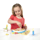 Melissa & Doug Birthday Party Cake-Includes 6 ready-to-cut wooden slices of cake, removable wooden candles and toppings, wooden cake plate, and server