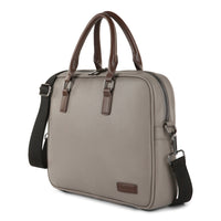 Bugatti Contrast Collection - 14.1" Business Briefcase - Grey (EXB2161BU-GREY)-Grey Pebble Grain Vegan Leather