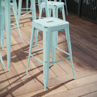 Flash Furniture Commercial Grade 30" High Backless Distressed Green-Blue Metal Indoor-Outdoor Barstool-Stack Quantity: 10