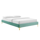 Modway Sutton Performance Velvet King Bed Frame - Mint-Wood Slat Support System