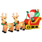 HOMCOM 8' Lit Inflatable Santa with Reindeer Christmas Yard Decoration-Santa Claus on sleigh inflatable brings a cohesive Christmas display together 