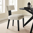 Modway Nalani Fabric Upholstered Dining Chairs - Heathered Weave Ivory/Black - 2 Pack-Fabric Seats and Backrest 