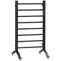 HOMCOM 8-Bar Electric Towel Warmer with Built-in Timer Led Indicators - Black-Use it as a wall-mounted or freestanding towel rack for more flexibility