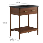 Modway Zaire 30" Bathroom Vanity - Walnut/Black-Compact Drawer