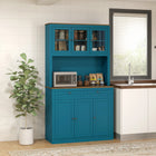 HOMCOM 71" H Pantry Cabinet with Microwave Space and Buffet Hutch - Navy Blue-Spacious countertop includes cable hole for appliance use 