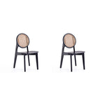 Manhattan Comfort Versailles 18.5" Industry Chic Round Back Dining Chair - Black and Natural Cane - Set of 2-Modern - Industry Chic Cane Dining Chair Perfect for Dining Room Use. Set of 2