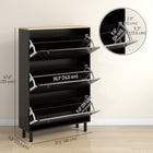 HOMCOM Shoe Cabinet with 3 Flip Drawers for 24 Pairs - Black-Compact design suitable for small areas
