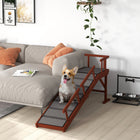 PawHut 60" L Wooden Large Dog Ramp - Brown-A low 20° ramp slope with six stripes aids pets in climbing 