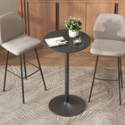 HOMCOM Round Bar Table with Non-Slip Base for 2 - Black-Solid wood veneer surface showcases natural wood texture
